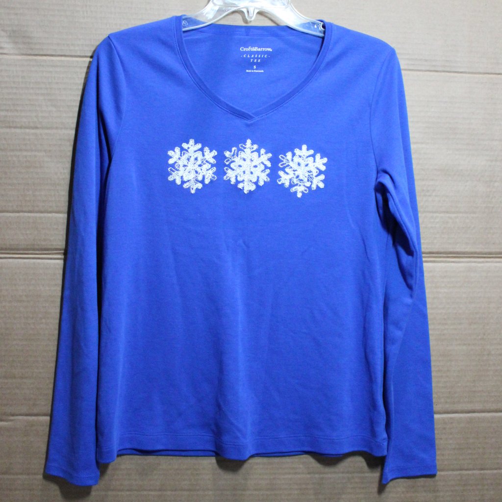 Croft & Barrow Snowflake Long Sleeve Top Small